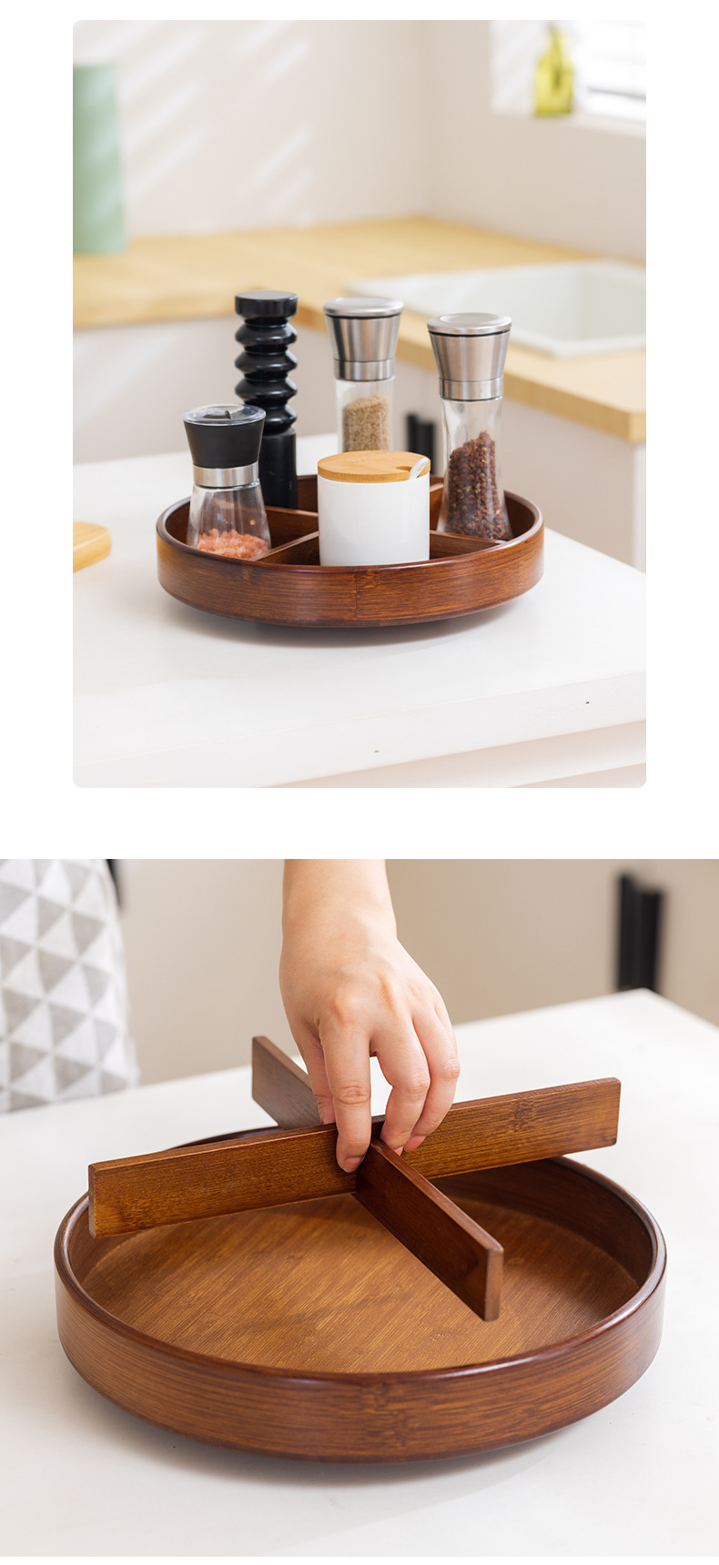 厨房调料置物架台面木质转角可旋转调味用品收纳架油盐酱醋调料架详情9