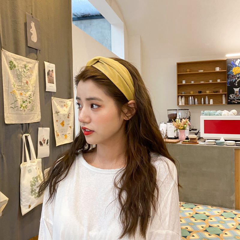 韩版网红头饰少女韩国简约甜美百搭宽边布艺交叉发箍头箍压发外出详情11