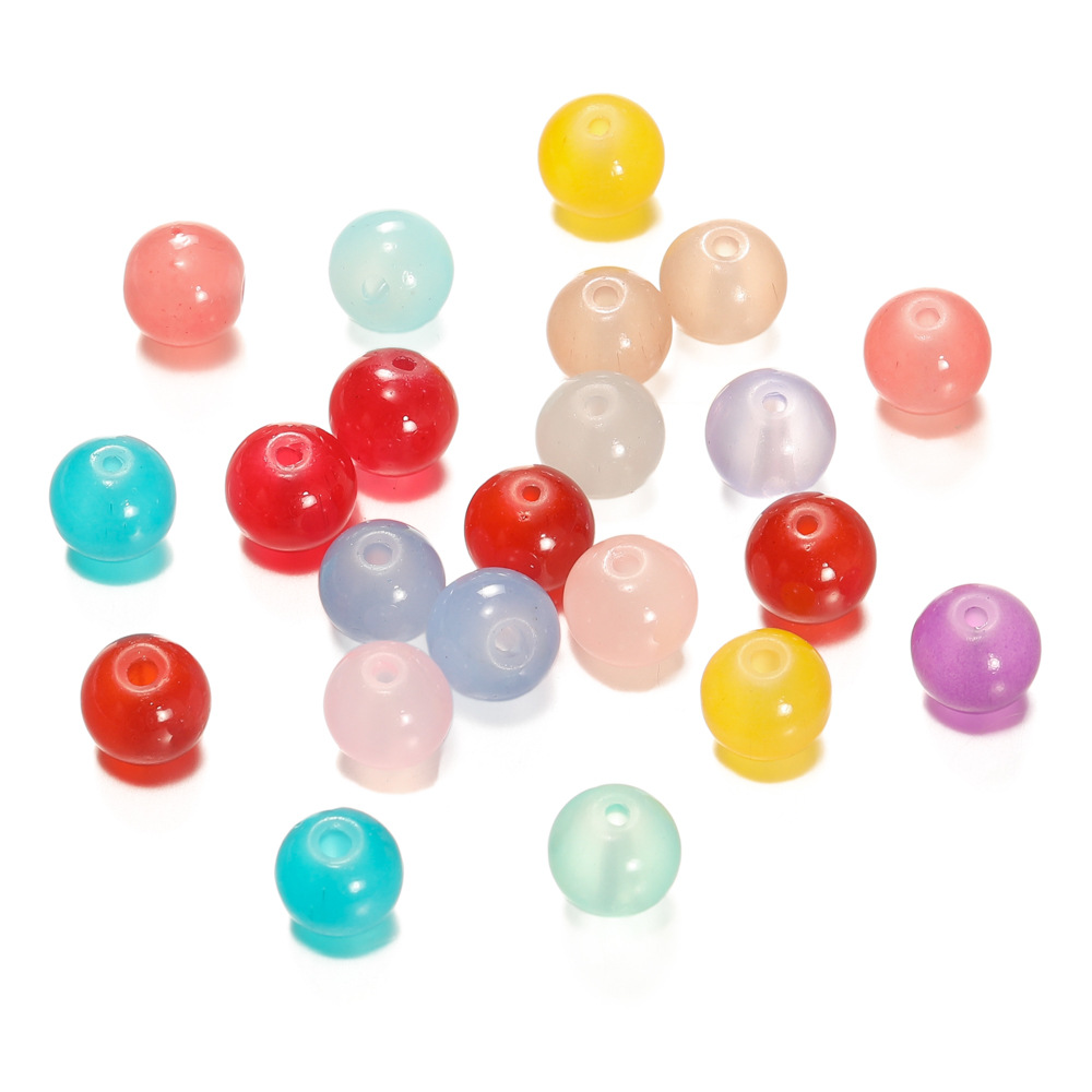10mm imitation jade glass beads, round beads, loose beads, diy bracelet material accessories, glass beads, imitation agate beads, string beads, matching beads pic 19