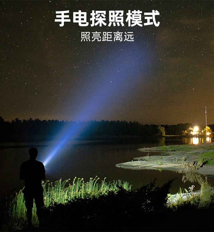 义乌闪电鹰跨境新品强光手电筒可充电多功能超亮手提探照灯露营灯详情24