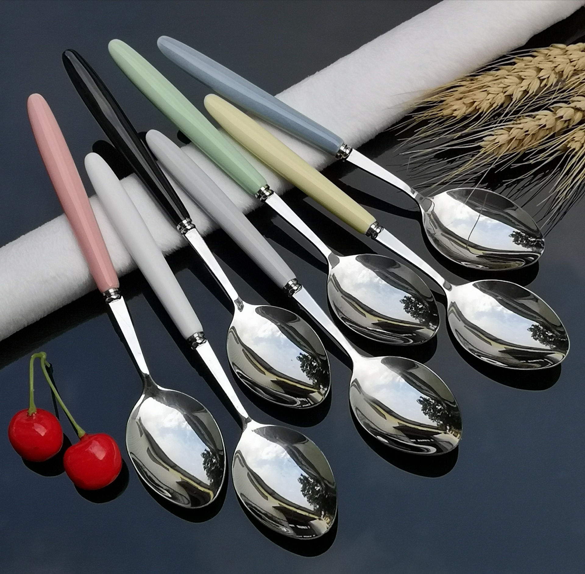 陶瓷柄不锈钢勺子高颜值创意卡通儿童西瓜勺家用咖啡冰淇淋雪糕勺详情18