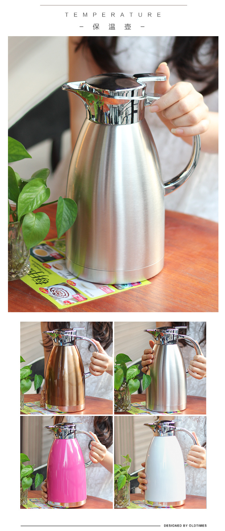 Stainless steel insulated kettle, vacuum hot water kettle, coffee kettle, European-style kettle, insulated bottle with water kettle, stainless steel European-style spiral high-end coffee kettle, super cold and heat preservation, vacuum technology for heat insulation and heat preservation pic 7