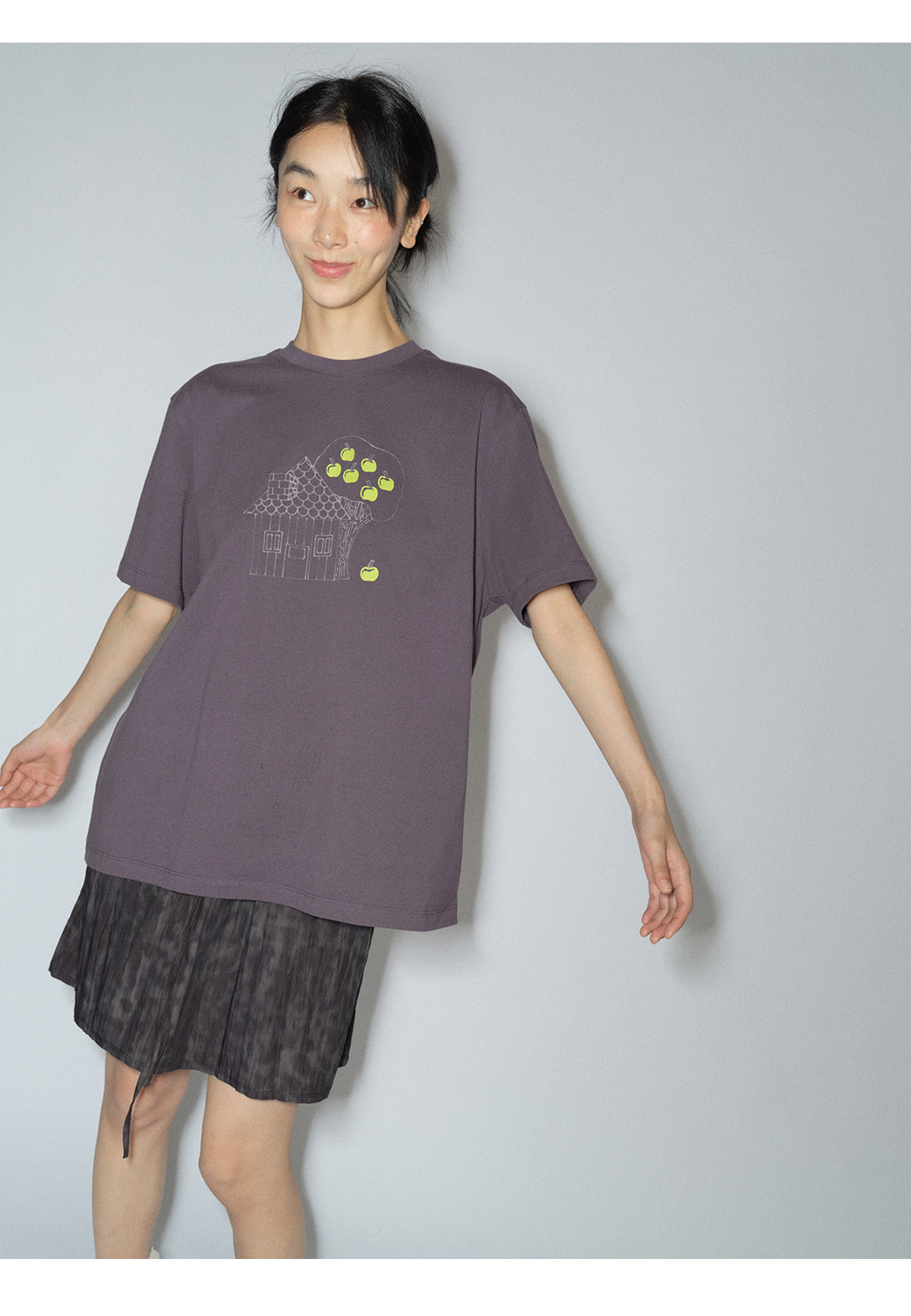 [识时]新品纯棉童真印花宽松舒适百搭休闲圆领套头T恤上衣女V8270详情12