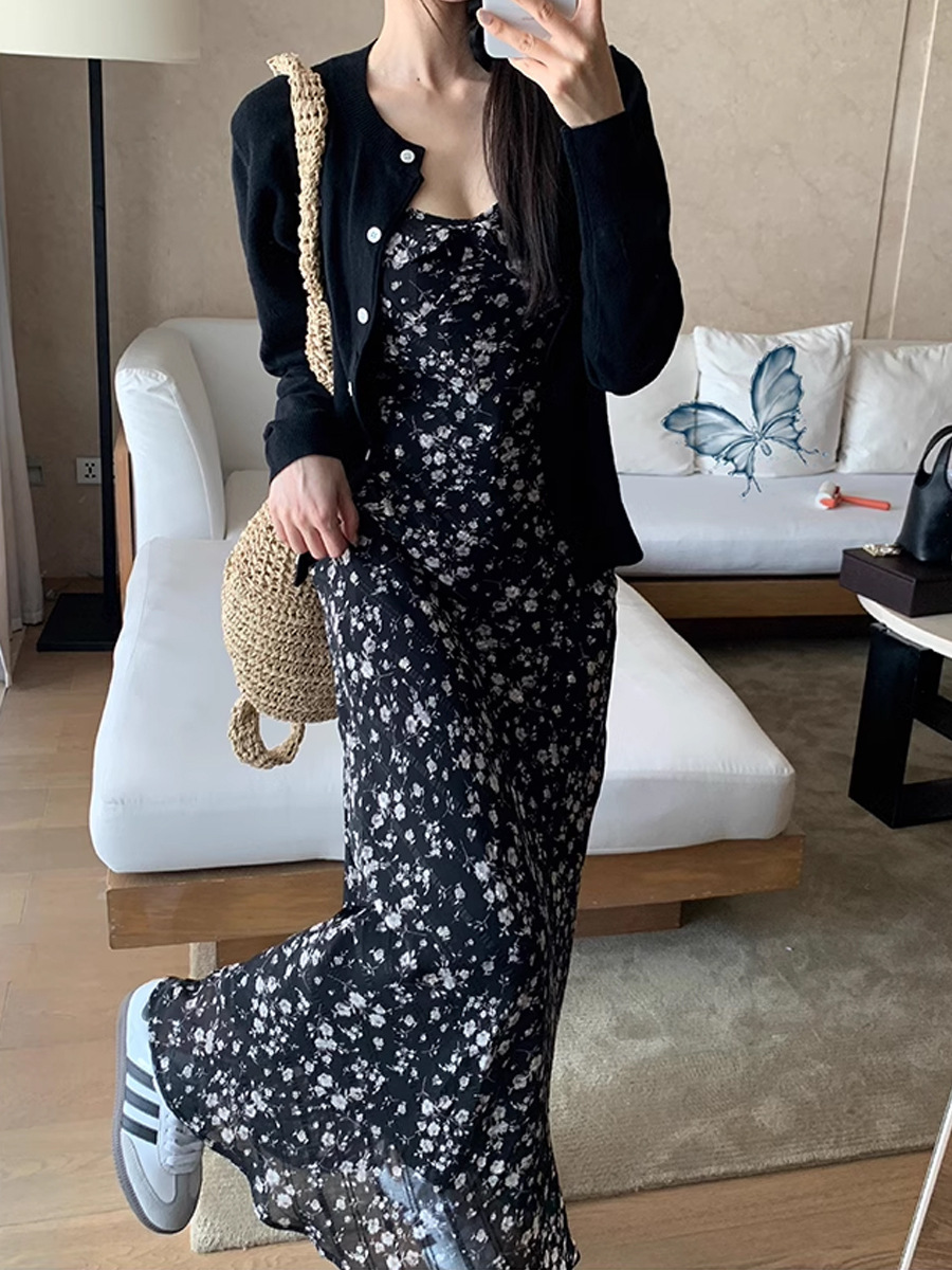 新款氛围感春天里 气质长款碎花吊带裙时尚法式春夏女装连衣裙女详情5