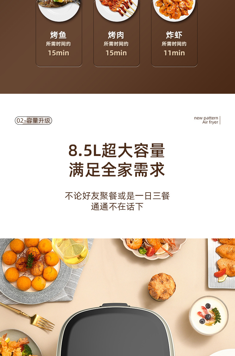 Air fryers, large-capacity household visual smart electric fryers, fully automatic multi-functional fryers, gift consignment and wholesale pic 5
