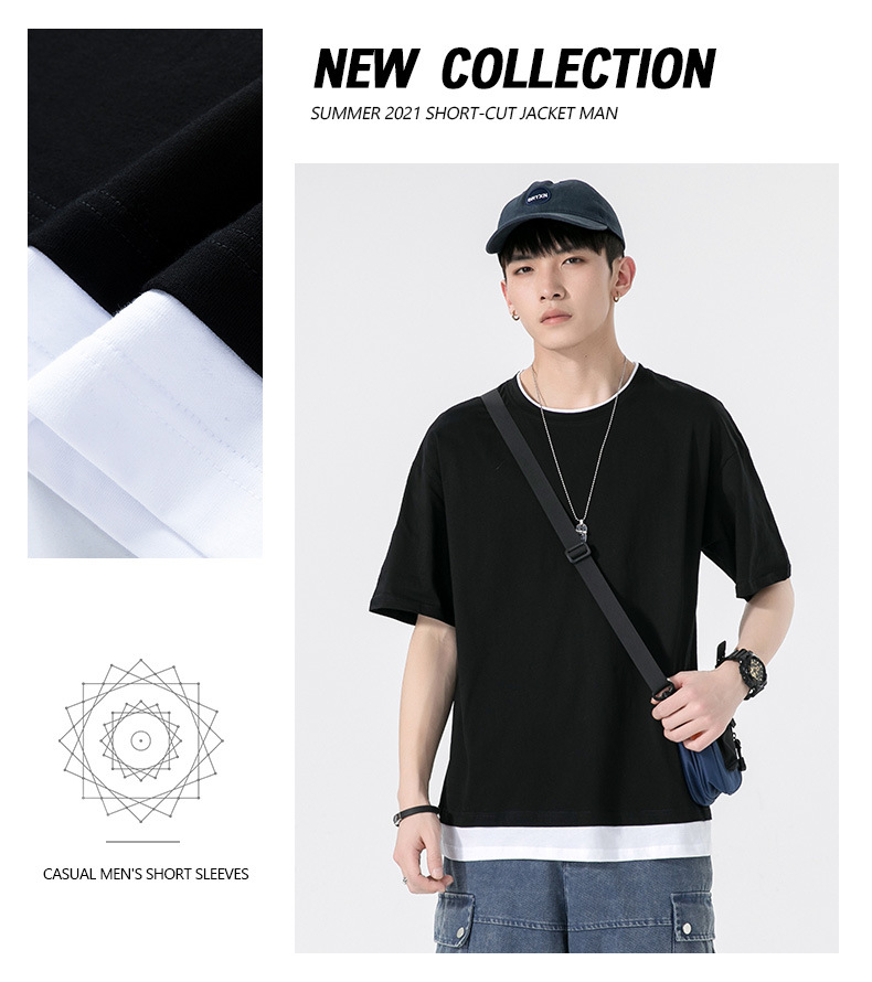 A new summer style American high street round-neck short-sleeved T-shirt for men with loose and simple printed half-sleeved top pic 9