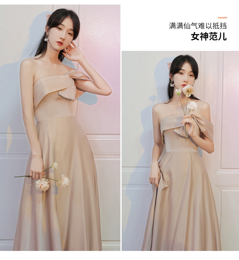 伴娘服2022年新款夏季姐妹团长裙平时可穿小众大码缎面礼服女详情24