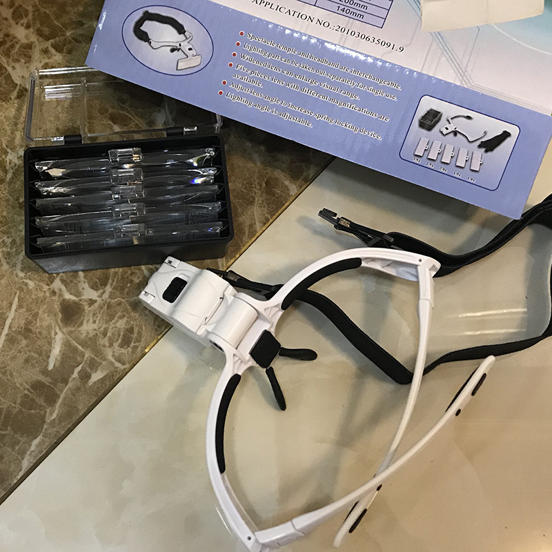 LED lamp 9892BP battery model /BC charging model head-mounted glasses, high-definition acrylic multi-magnification lens, reading electronic repair magnifying glass pic 16