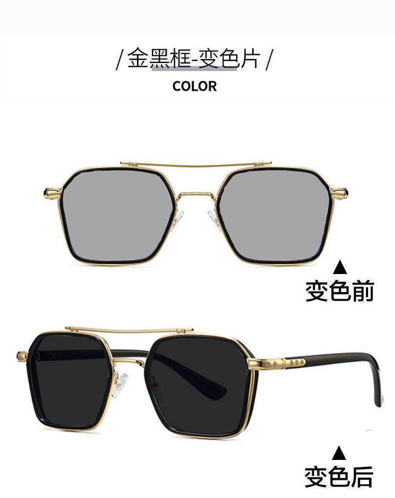 新款感光变色太阳镜男偏光高端时尚达人代发防紫外线墨镜高级感详情19