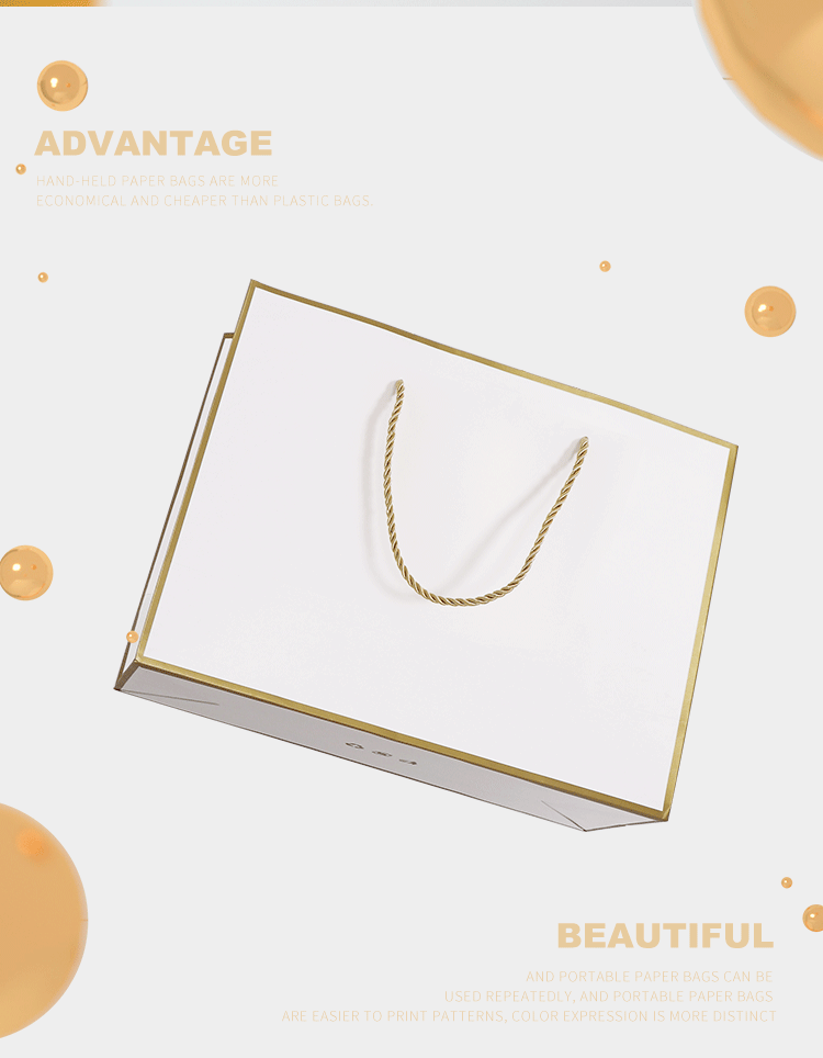 White card paper bags, advertising color-printed logos, hand-held packaging storage bags, simple clothing shopping bags, gift hand-held bags pic 9
