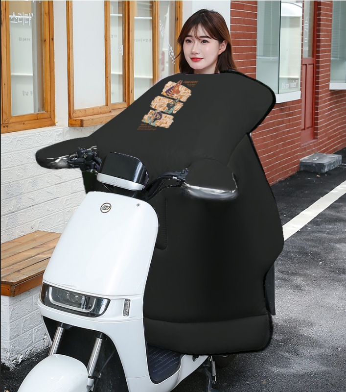 简约黑色款耐脏电动车挡风被加厚保暖冬季遮风套加宽侧翼挡风被详情6