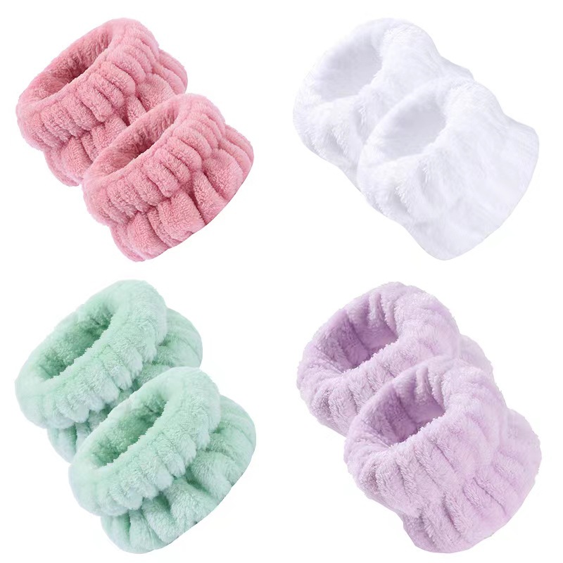 Bow face wash and hair band for girls wholesale solid color white matching makeup simple sweat-wiping wrist band flannel hair band pic 32