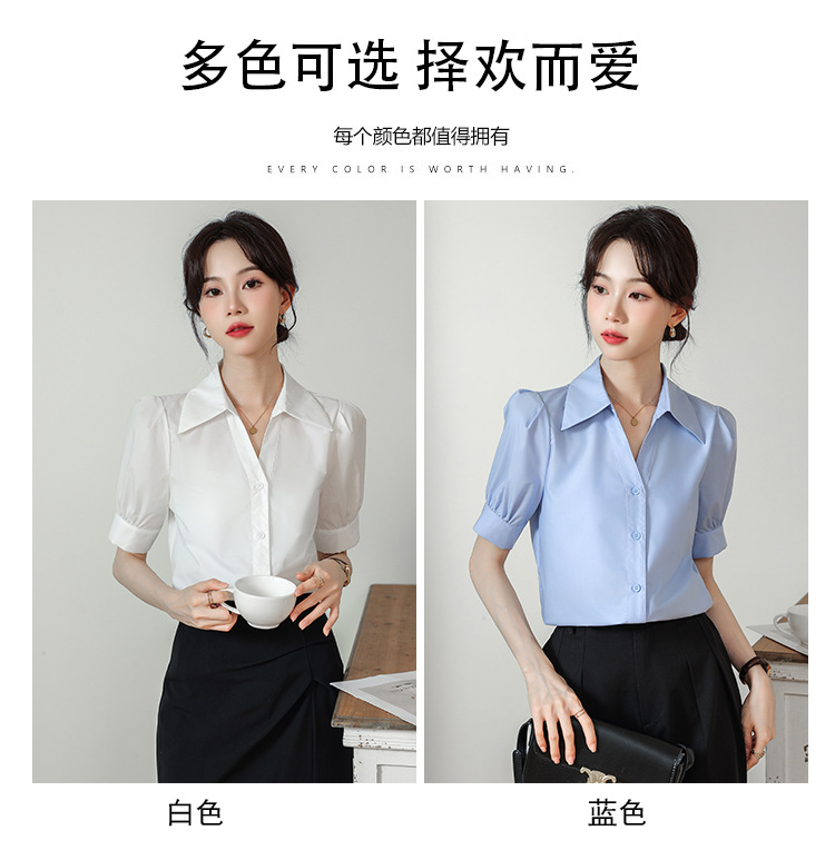A niche chiffon shirt and top for summer 2024, a new short-sleeved shirt for women with a French style that makes them look slimmer pic 13