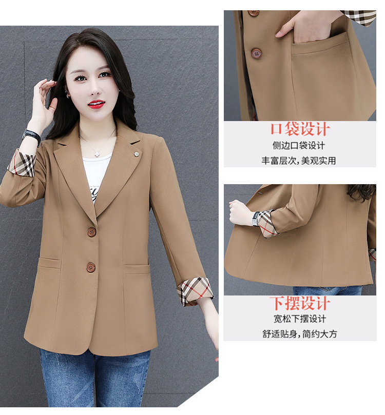秋季薄款小西装外套女2022年新款春秋女式韩版修身气质短款上衣服详情6