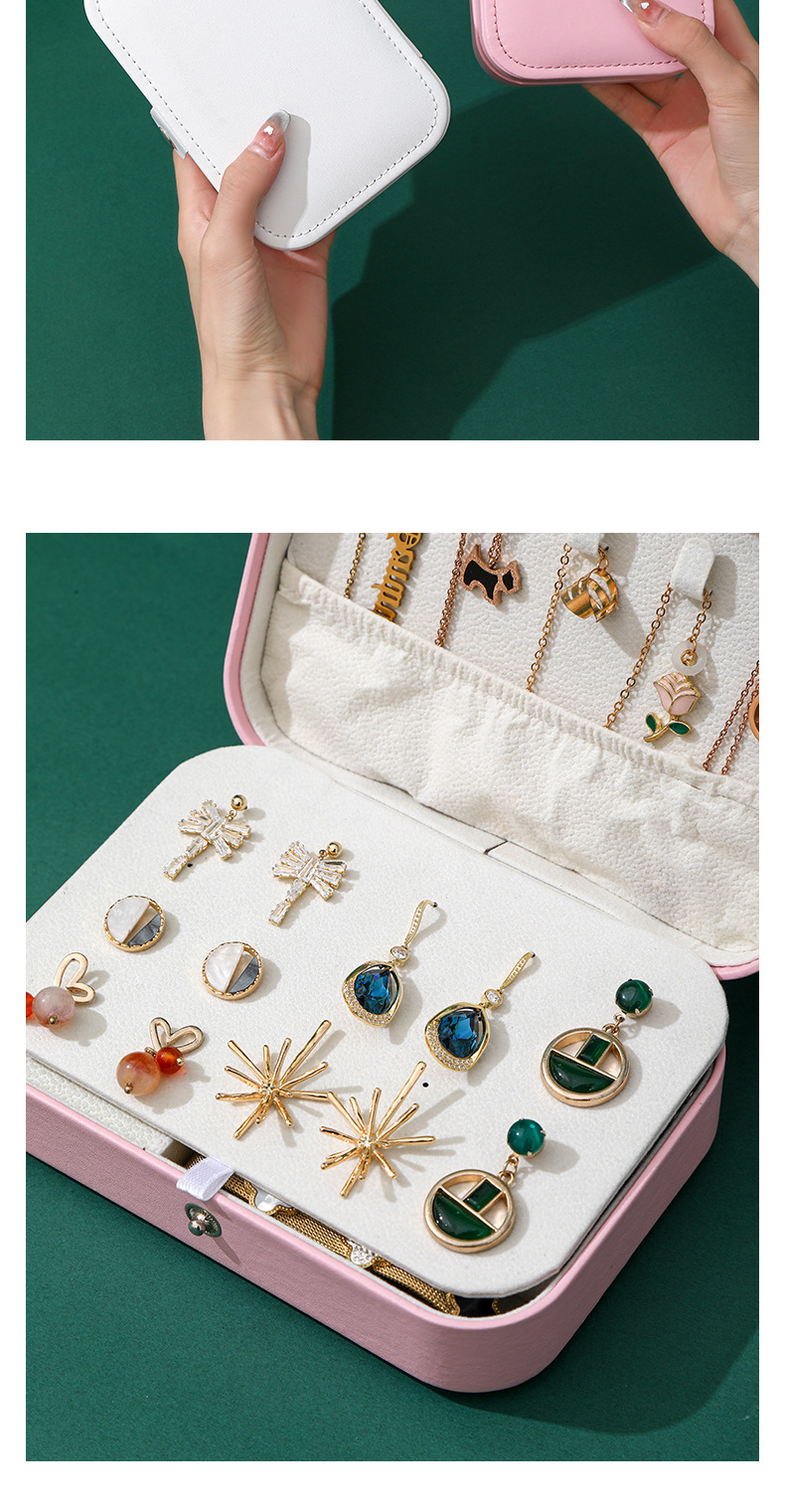 【跨境专供】 双层便携式大容量首饰盒饰品收纳盒首饰收纳戒指珠详情17