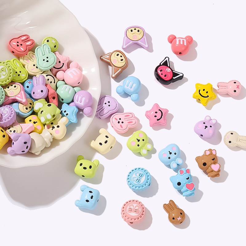 New cartoon fashion candy-colored little rabbit and cat scattered beads DIY scattered beads handcrafted beading material jewelry accessories pic 3