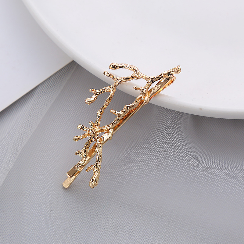 韩国超仙花枝金属发夹发卡网红树枝刘海侧边夹子鹿角一字夹发饰品详情6