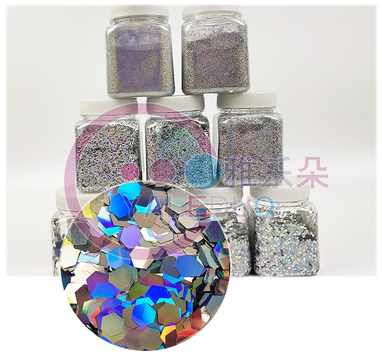 PET high-temperature glitter bottle, laser silver hexagonal gold scallion powder sheet, irregular-shaped sequins, diy nail art stage decoration materials pic 4