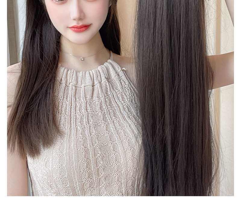 Wig for women, long hair band, wig, one-piece U-shaped half-head cover, long straight hair, natural one-piece faux hair wig pic 3