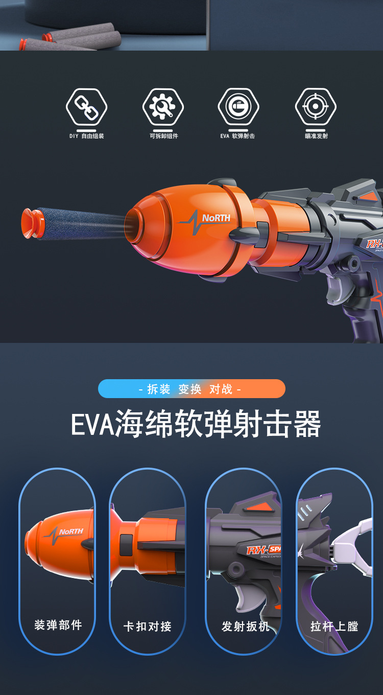 东发软弹枪玩具套装儿童手动拉栓软弹枪EVA可变身玩具枪3-6岁详情2