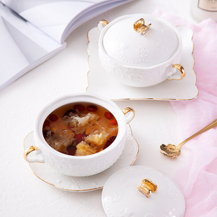 简约创意宫廷风浮雕陶瓷骨瓷马克水杯纯白色牛奶杯大容量咖啡杯子详情4