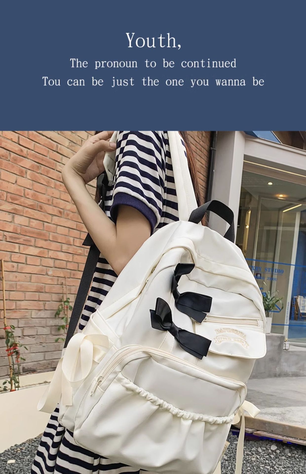 日系ins书包初中高中女生大学生高颜值双肩包蝴蝶结背包2023新款详情13