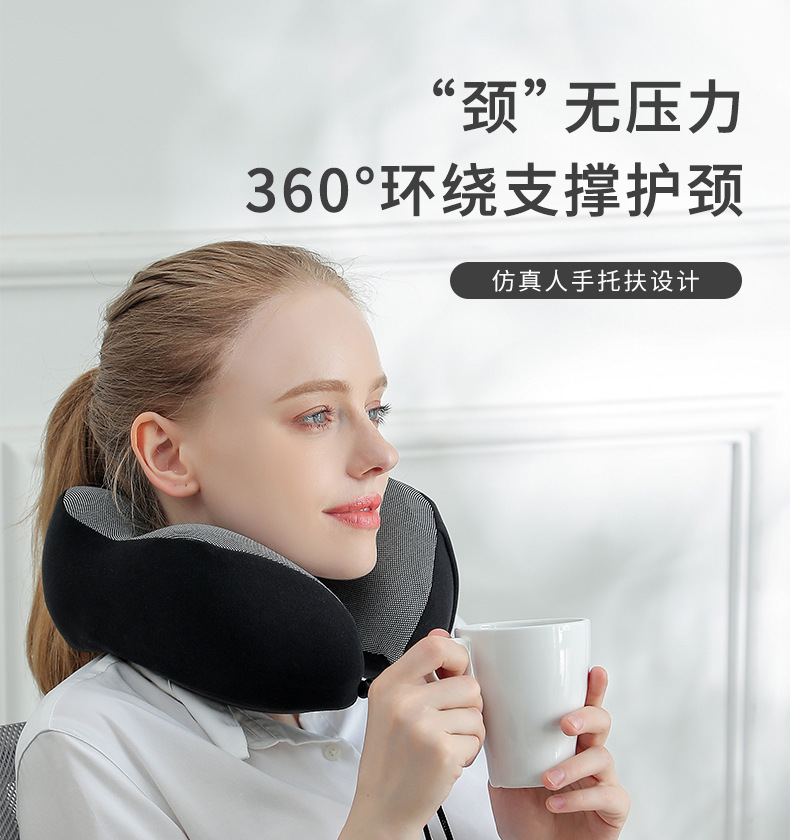 Cross-border bestsellers: Magnetic fabric memory foam U-shaped pillow, airplane neck pillow, travel storage neck pillow, Logo available upon request pic 12