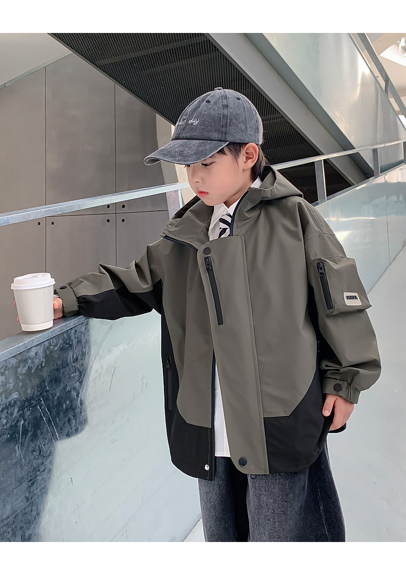 Niños ropa de invierno patchwork color clip cotton coat 2024 nueva ropa de niño niño medio grande con capucha y algodón engrosado pic 10