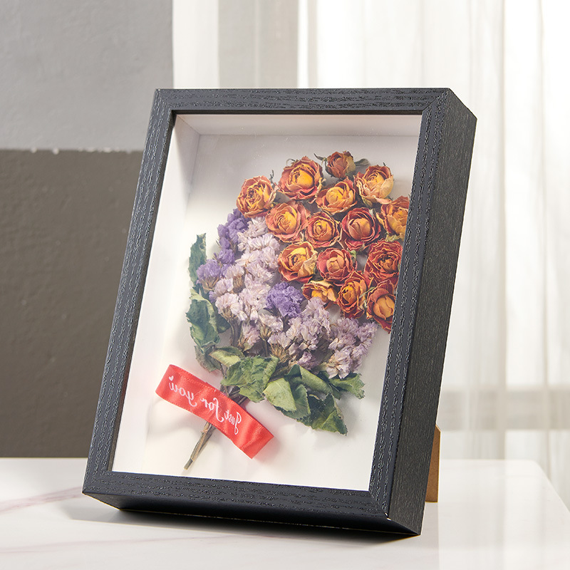Wholesale of three-dimensional hollow dry flower photo frames, 68-inch and 10-inch A4 and A3 handmade paper rose framing, light picture frame factory pic 5