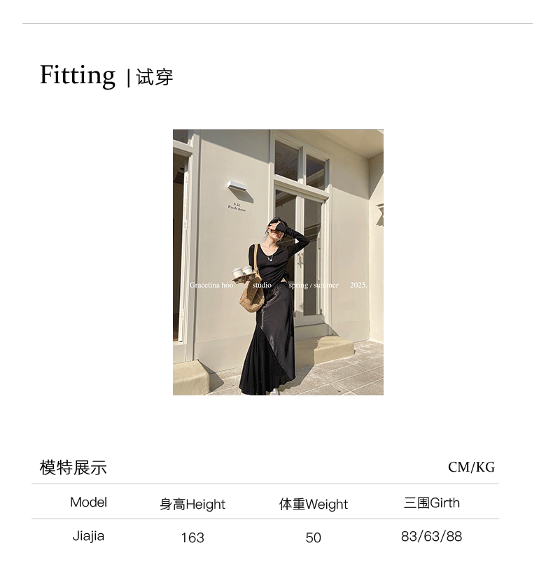 Early spring new collection of 2025, a simple and laid-back two-wear T-shirt with a basic U-neck and a large ribbon for women pic 2