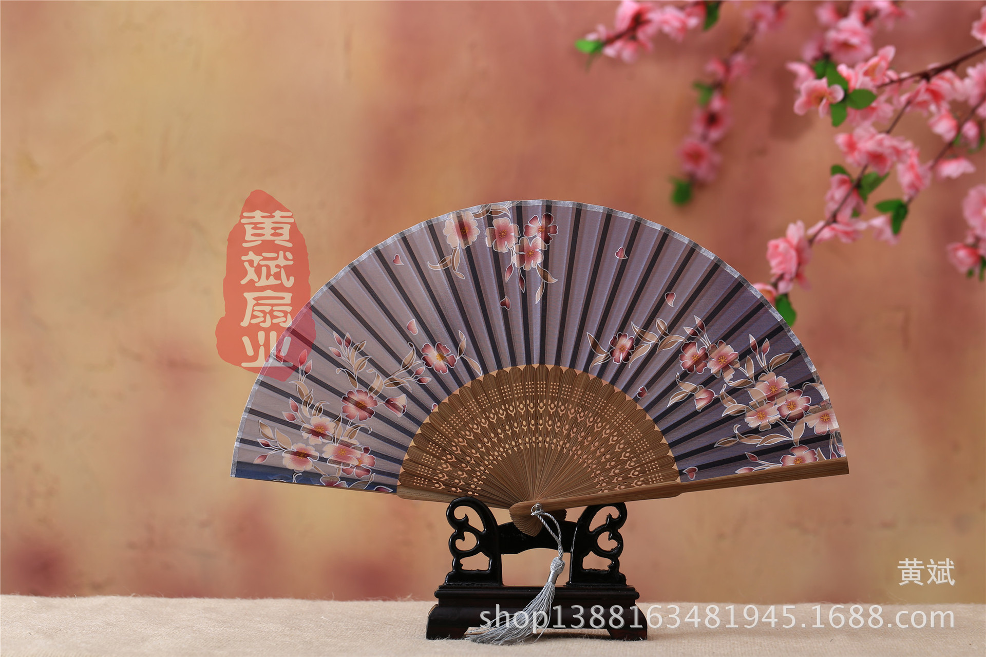 古风古典礼品真丝竹扇子日式和风扇樱花扇 折扇批发 舞蹈道具扇详情28
