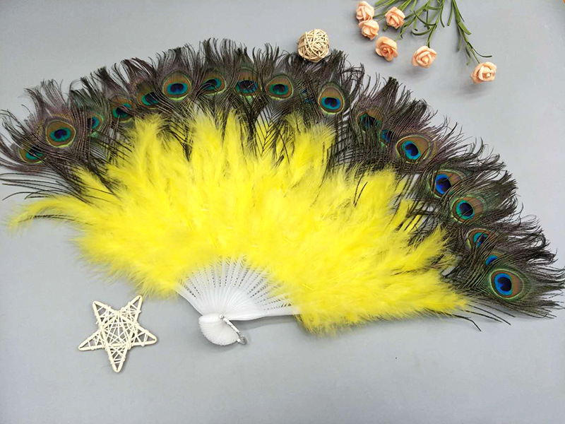 Peacock feather fan performance dance fan furniture arrangement stage props Peacock feather colorful pic 18