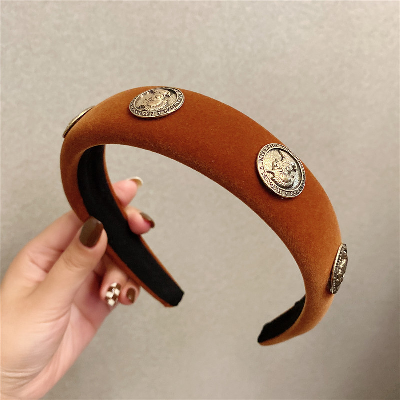 Velvet vintage headband ~ Little Champs-style Baroque court alloy human head portrait headband, the same hair accessory as the Instagram influencer pic 6