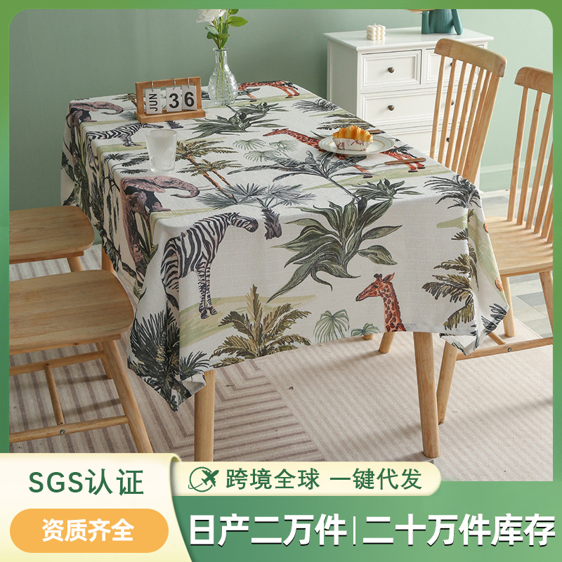 美式轻奢复古油画餐桌垫布艺ins家用防尘防滑长方形盖布盖巾批发详情4