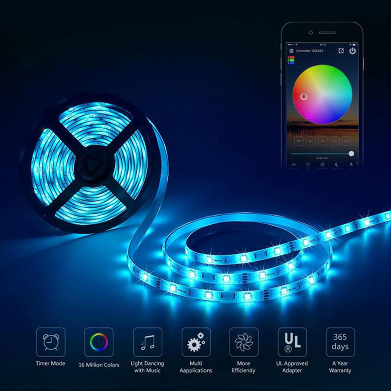 Светодиодные лампы имеют 5V5050RGB семимильные лампы с 2835 дистанционно управляемым bluetooth APP pic 4