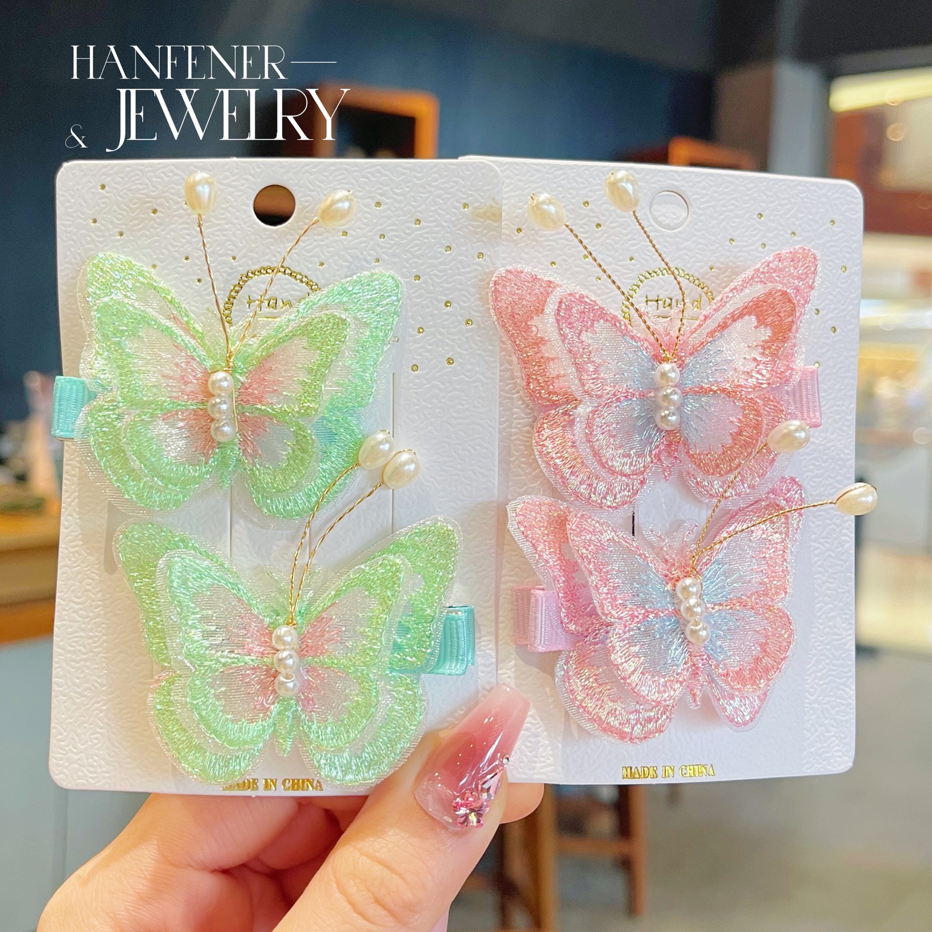 儿童发夹 国潮系列蝴蝶发夹2023新款手工春夏碎发卡刘海夹宝宝超仙发夹详情10