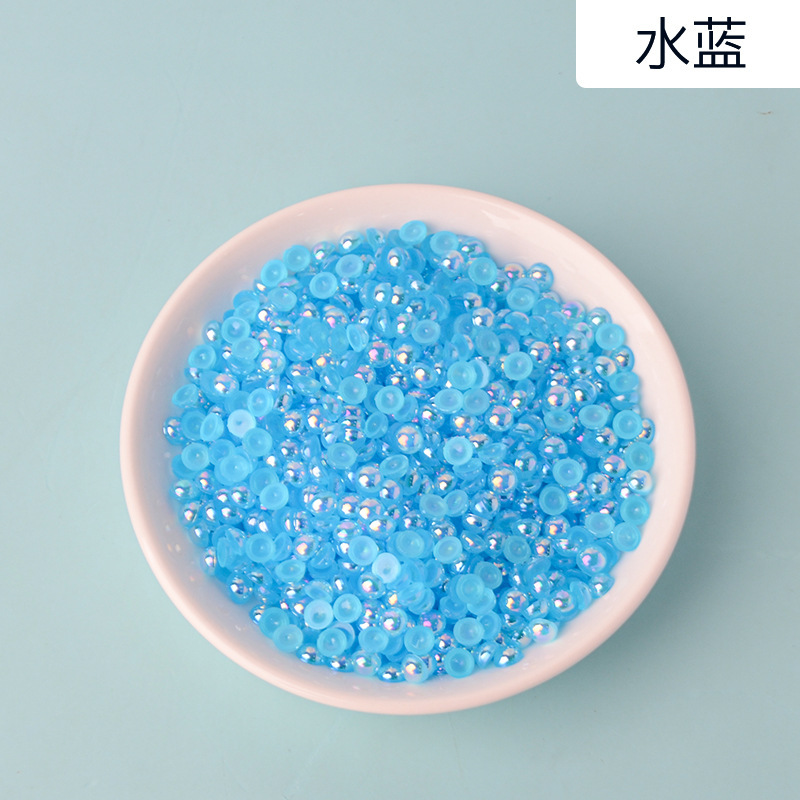 AB semi-circular pearl acrylic transparent AB color semi-circular imitation pearl diy nail art AB accessory flat-bottomed pearl pic 1