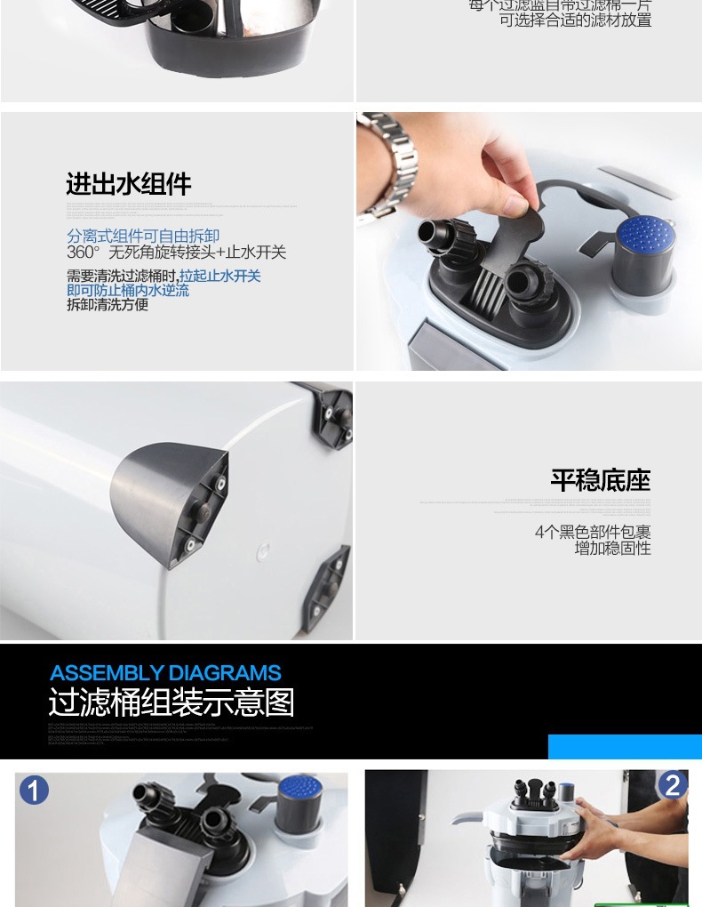 sunHW-402B small fish tank aquarium external filter with filter cotton, water pump, water pipe, aquarium products, fish tank pic 15