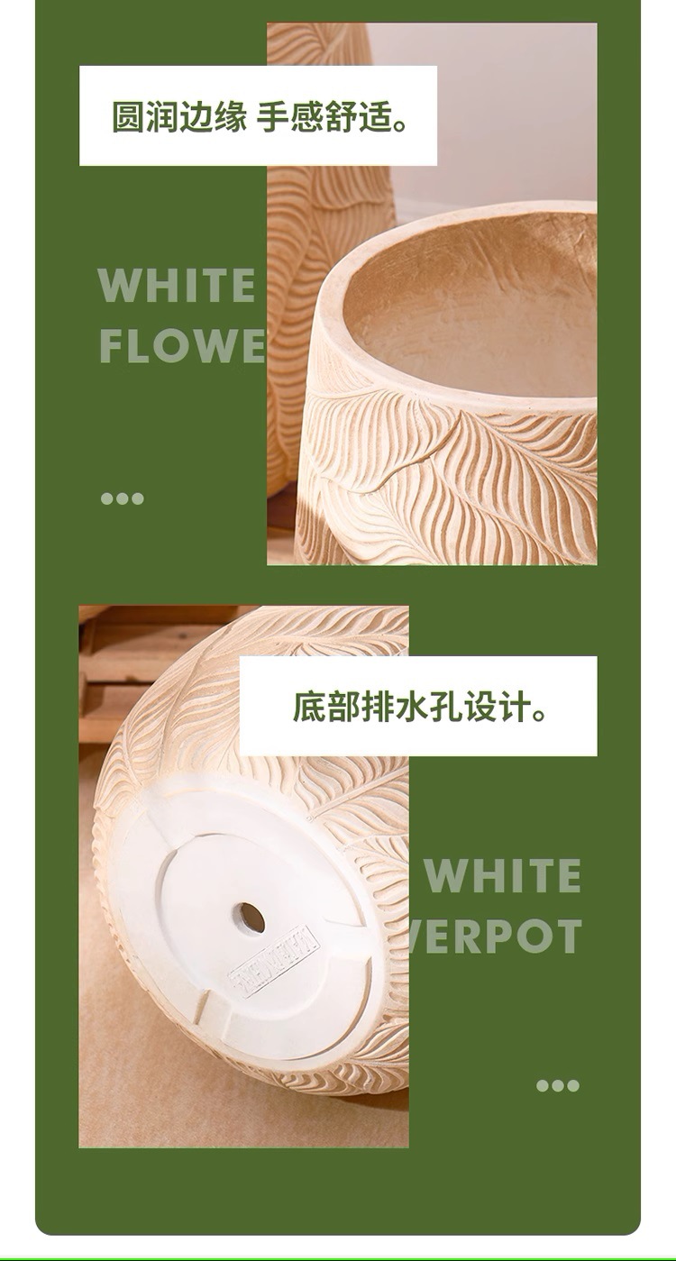 复古水泥花盆特大号阳台千年木龙血树百合竹天堂鸟柠檬树家用花盆详情14