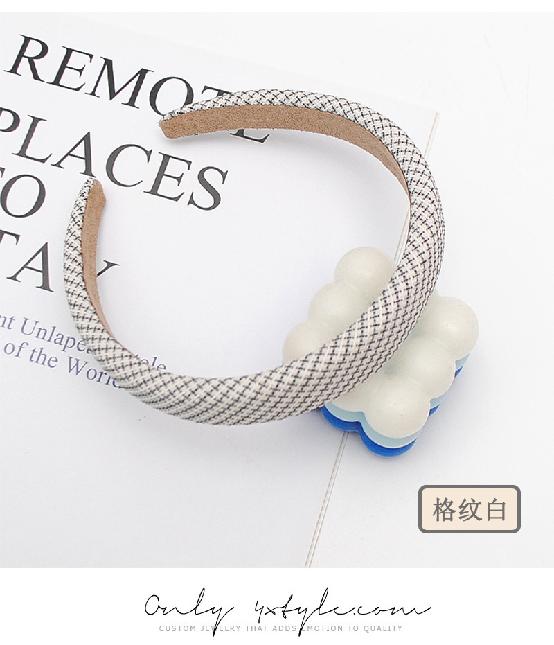 复古法式小香风宽边海绵发箍小方格增高颅顶秋冬外出压发饰头箍女详情4