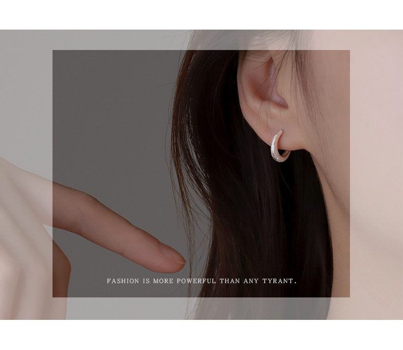 Frosted ear buckles, ins niche, trendy and individualistic flash sand earrings, fashionable, simple and cold style geometric ear rings and earrings pic 18