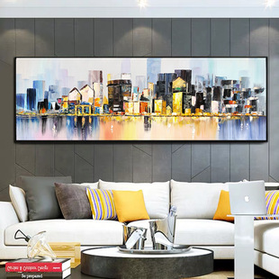 客厅现代简约装饰画酒店大尺寸手绘油画沙发背景墙抽象轻奢挂画详情8