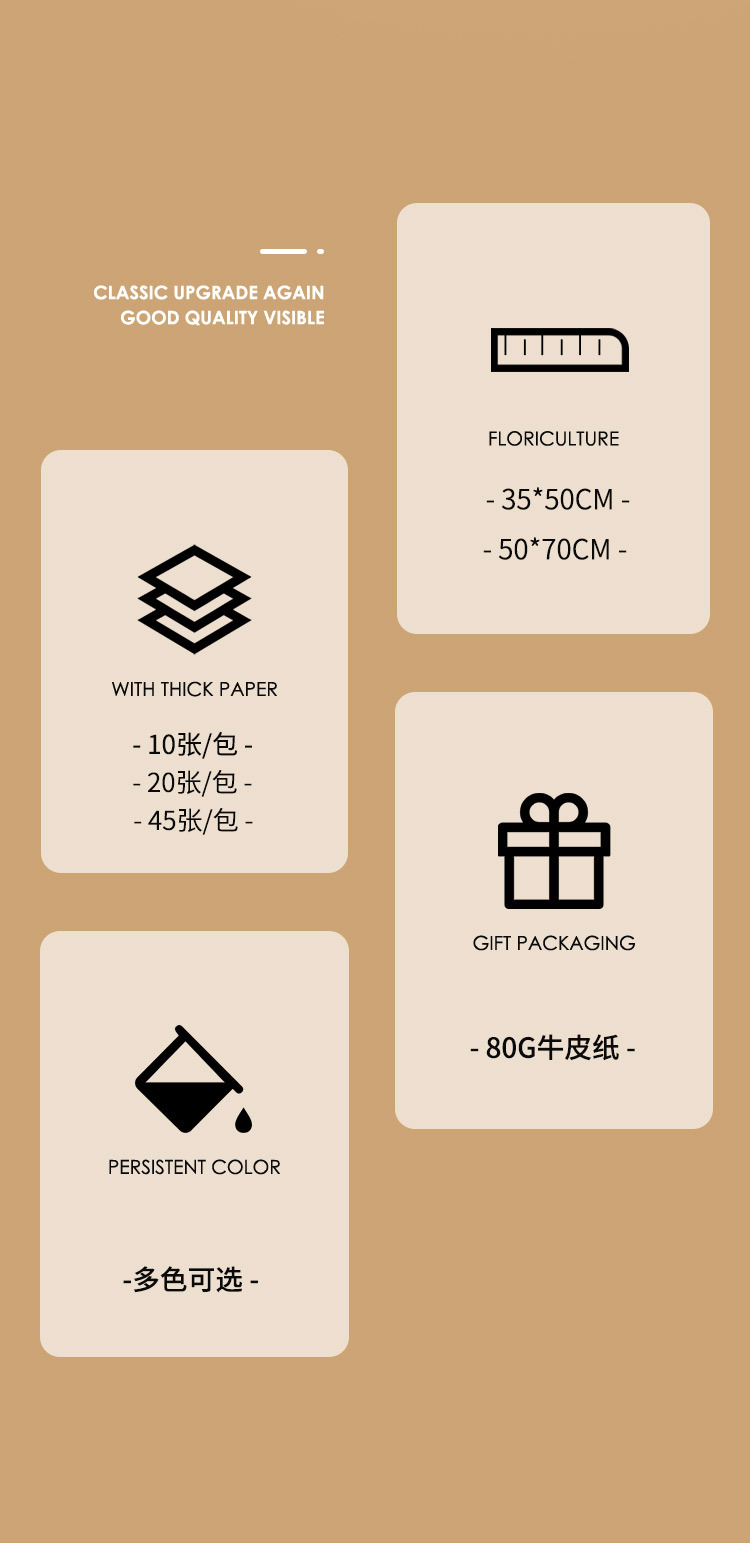 加厚英文报牛皮纸复古花束包装纸高级感花艺材料牛皮纸鲜花包装纸详情3