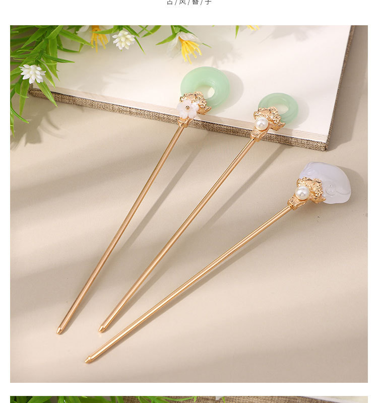 Ancient-style metal hairpins, Hanfu and ancient costume headwear, versatile for daily use, magic staff, coiled hair hairpins, Chinese-style peace pendant hairpins for women pic 6