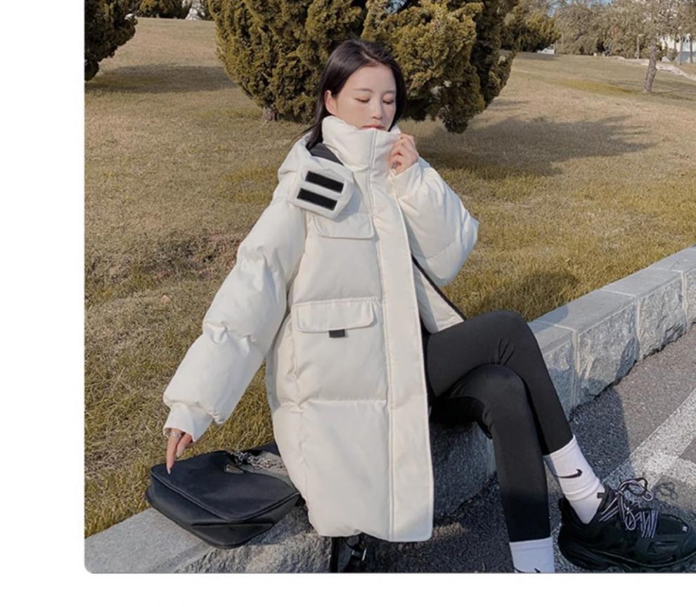 Bestseller hooded wine red down cotton-padded jacket for women, 2023 winter new thickened bread jacket, cotton-padded jacket, mid-length style pic 36