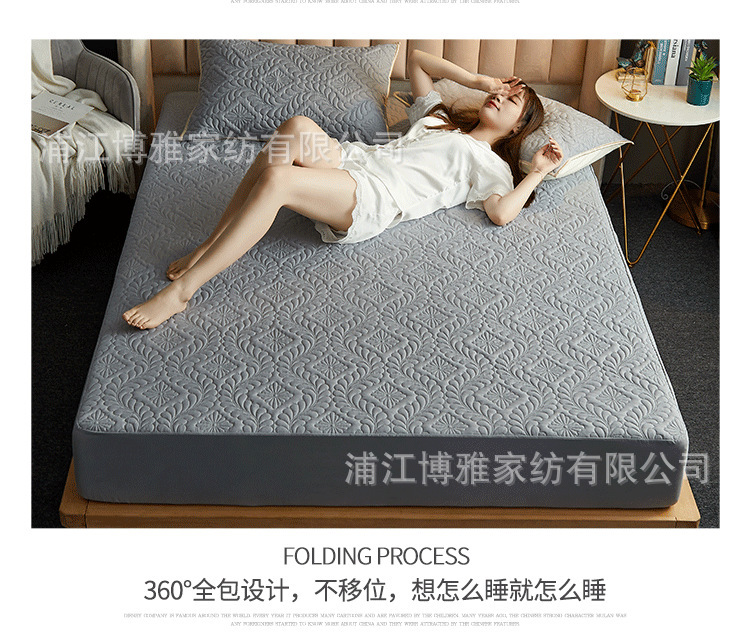 Boya wholesale simple cotton-padded waterproof bed covers are comfortable, skin-friendly, dust-proof and anti-slip. Single-piece bed covers and pillowcases can be machine washed pic 20