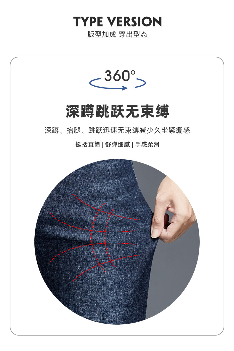 Fleece jeans for men in winter, mid-waist no-iron casual pants, warm thickened stretch straight-leg pants for men pic 10