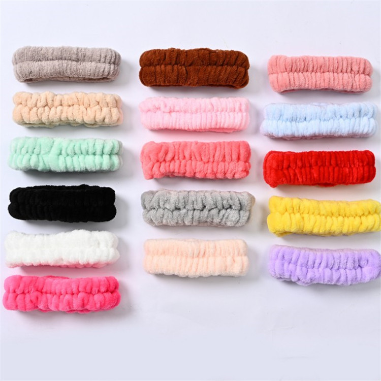 Factory direct supply of solid-color simple hair bands, face wash hair ties, self-adhesive DIY accessories, plush hair bands, semi-finished headwear pic 10