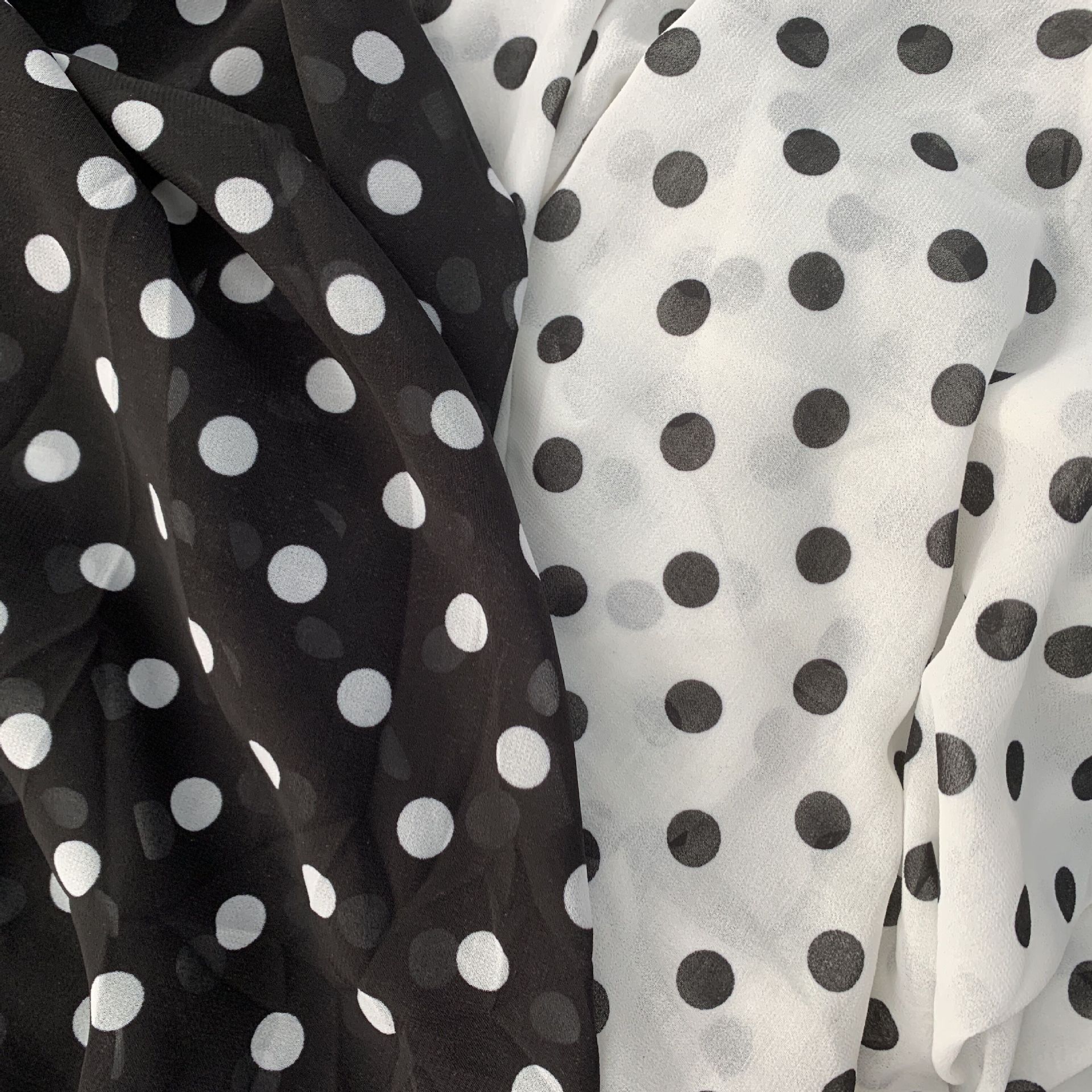 Pearl chiffon fabric, 1 cm, polka dot printed, polka dot clothing fabric, accessory fabric, woven printed chiffon pic 4