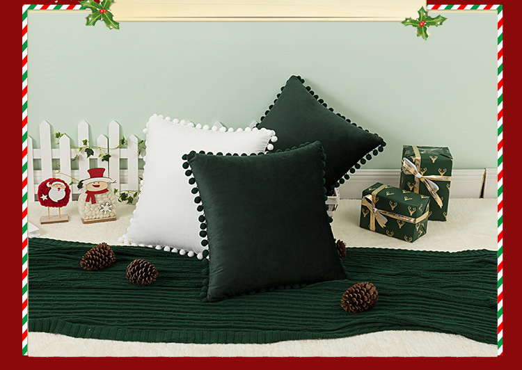 Cross-border InS-style velvet ball pillowcase, Nordic simple solid color cushion cover, Christmas sofa pillow cover pic 16